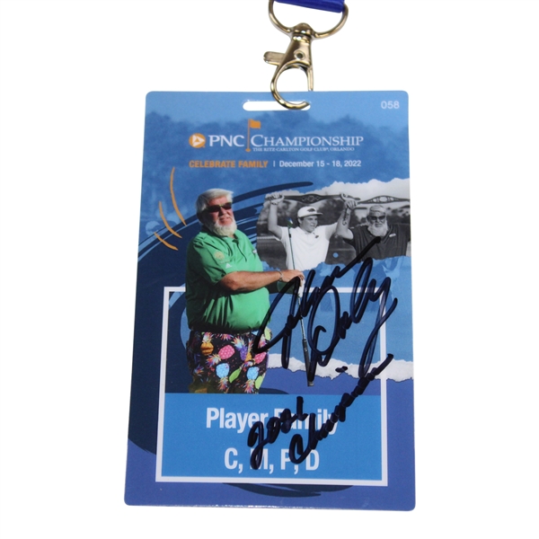 Defending Champ John Daly Signed 2022 PNC Personal Family Badge #058 JSA ALOA