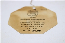 1946 Masters Tournament Saturday 3rd Round Ticket #3159 with Original String