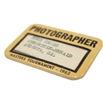 1962 Masters Tournament Photographer Badge - Hugh Cross (Chronicle-Herald, Augusta, Ga.)