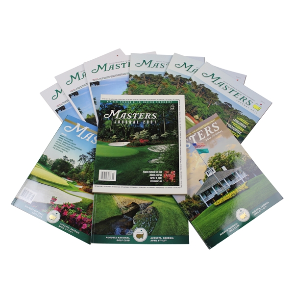 Ten (10) Masters Tournament Journals - 2001, 2012, 2013, 2014, 2015 & 2016