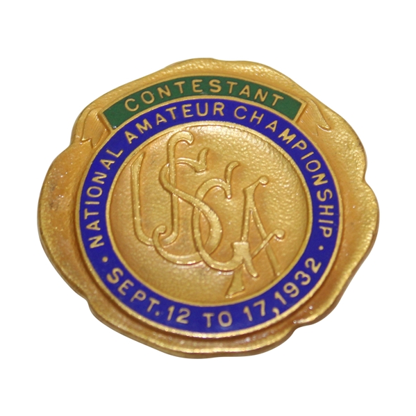 1932 National Amateur USGA Contestant Badge Baltimore Five Farms East Course 1st Canadian Winner