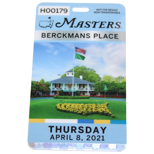 2021 Masters Tournament Berckmans Place Thursday Badge #H00179 - Hideki Matsuyama Winner