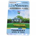 2021 Masters Tournament Berckmans Place Thursday Badge #H00179 - Hideki Matsuyama Winner