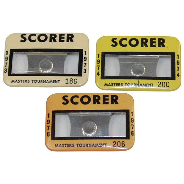 1973, 1974 & 1976 Masters Tournament Official SCORER Badges