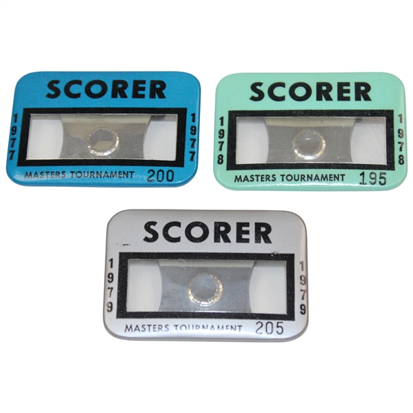 1977, 1978 & 1979 Masters Tournament Official SCORER Badges