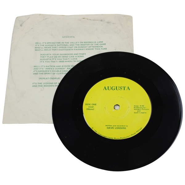 1981 Augusta Theme Record by Dave Loggins Record in Sleeve