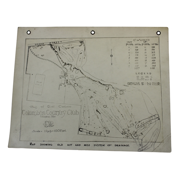 Early 1930s Columbus Country Club Old Drainage System Map - Wendell Miller Collection