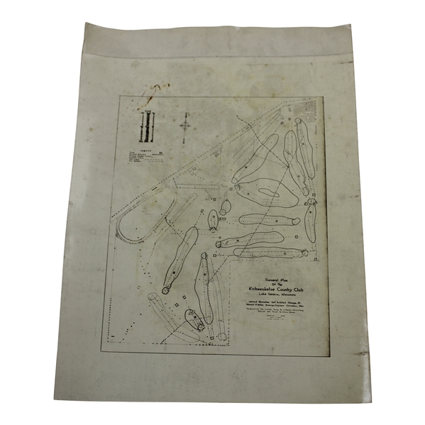 Early 1930s Kishwauketoe Country Club Lake Geneva, Wisconsin Course Plan - Wendell Miller Collection
