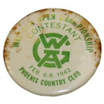 Ralph Hutchisons 1942 Western Open at Phoenix Country Club Contestant Badge