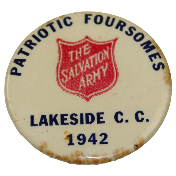 Ralph Hutchisons 1942 Patriotic Foursomes The Salvation Army at Lakeside C.C. Badge