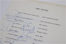 1977 Ryder Cup Dinner Menu Signed By Both Teams, Captains & US Wives JSA ALOA