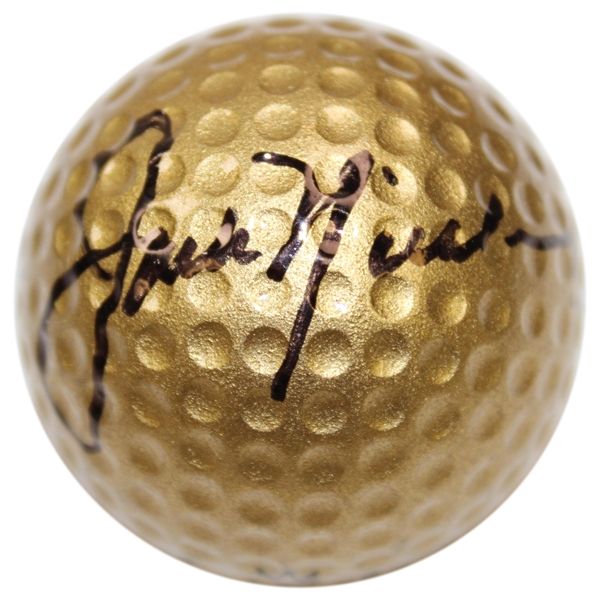 Jack Nicklaus and Arnold Palmer Signed Gold Macgregor Jack Nicklaus Golf Ball JSA ALOA