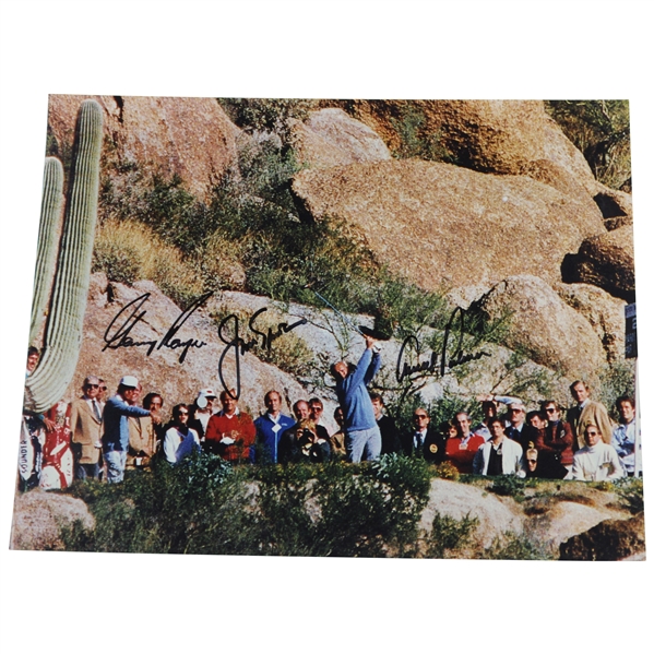 Big 3 Palmer, Nicklaus & Player Signed 11x14 Photo JSA ALOA