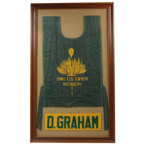 Champion David Graham Signed 1981 US Open at Merion Tournament Used Caddy Bib JSA ALOA