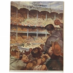 Joe Dimaggio Signed Artist Depiction Of Dimaggio At Bat Yankee Stadium JSA ALOA