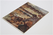 Joe Dimaggio Signed Artist Depiction Of Dimaggio At Bat Yankee Stadium JSA ALOA