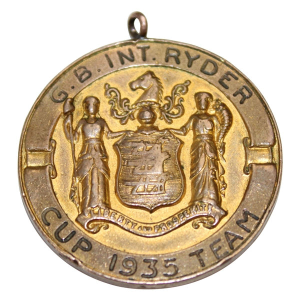 R.A. Whitcombes 1935 Great Britain Ryder Cup Team Gold Medal