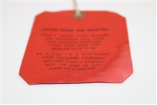 1950 Masters Tournament SERIES Badge #5155 with Original String - Jimmy Demaret Winner