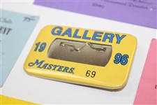 1991, 1994, 1996 & 1997 Masters Gallery Guard Passes with 1996 Gallery Badge