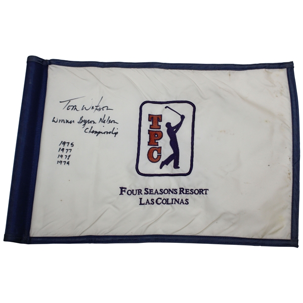 Tom Watson Signed TPC Course Flag with Winner Byron Nelson Championship & Years JSA ALOA