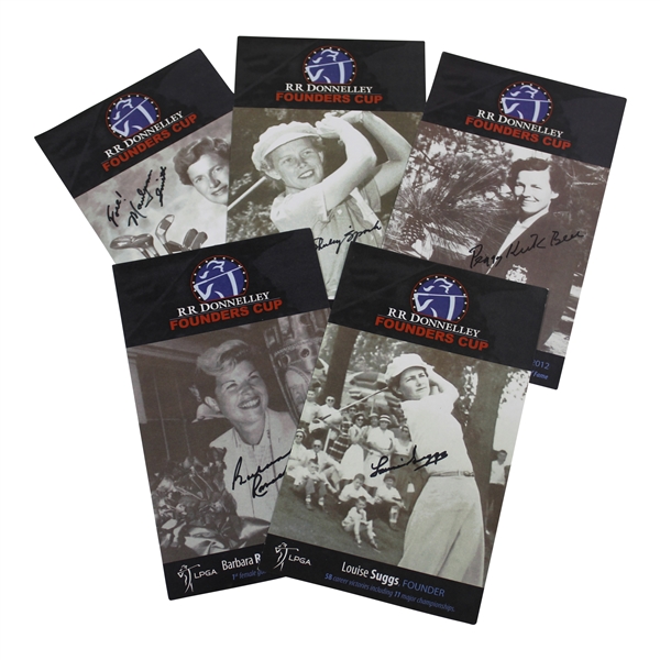 Five (5) LPGA Founders Signed Founders Cup Cards - Suggs, Romack, Smith, Spork & Bell JSA ALOA
