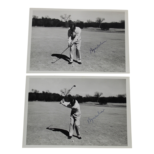 Byron Nelson Signed Two (2) Image Sequence of Lord Byron Hitting Wedge JSA ALOA