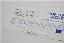 Fred Funk Signed 1998 Doral Ryder Open 4th Rd Scorecard with Jack Nicklaus Marker