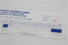 Fred Funk Signed 1998 Doral Ryder Open 4th Rd Scorecard with Jack Nicklaus Marker