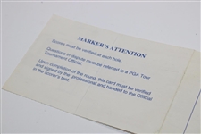 Tiger Woods' Pro Debut 1996 GMO Hole-in-One Sunday Official PGA USED Scorecard!