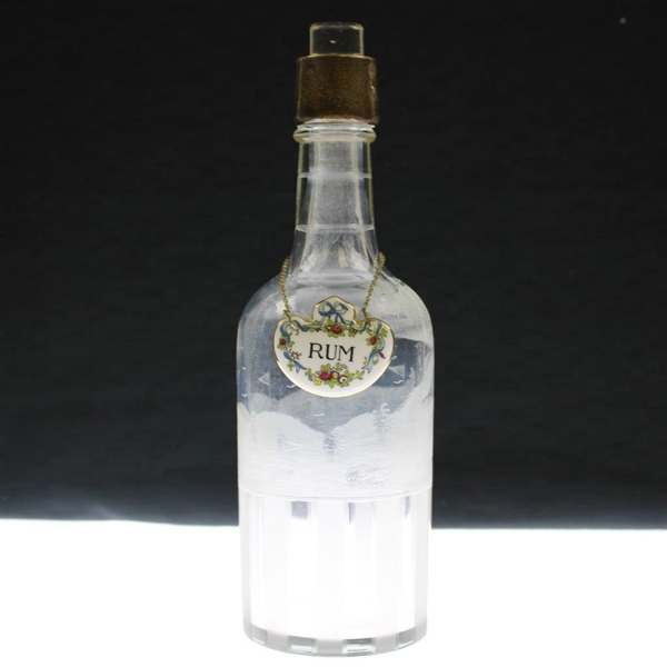Circa 1910-1911 Hawkes Cut Glass Whiskey Decanter w/Bone China Rum Label - 11 ½” tall