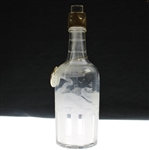 Circa 1910-1911 Hawkes Cut Glass Whiskey Decanter w/Bone China Rum Label - 11 ½” tall