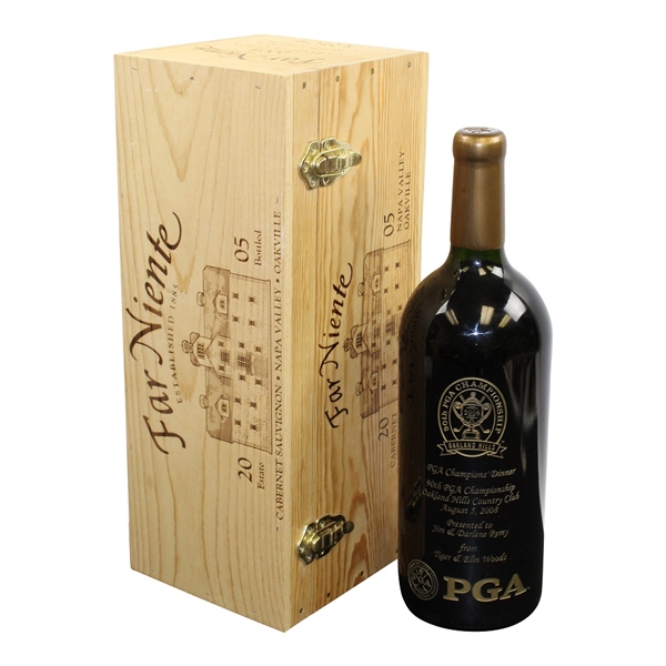 Tiger Woods & Elin Woods 2008 PGA Champions Dinner Gifted 2005 Far Niente Cabernet in Box