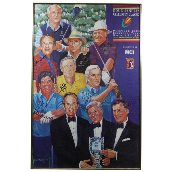 Astronauts, Presidents, & Golf Legends Multi-Signed 1994 Doug Sanders Celebrity Classic Matted Poster - Framed