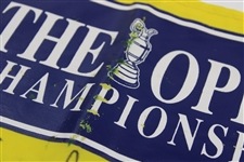 Big 3, Seve & Twenty-Eight (28) OPEN Champs Signed 1999 OPEN at Carnoustie Flag JSA ALOA