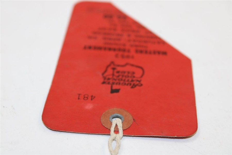 1952 Masters Tournament Saturday 3rd Round Ticket #481 with Original String - Cut