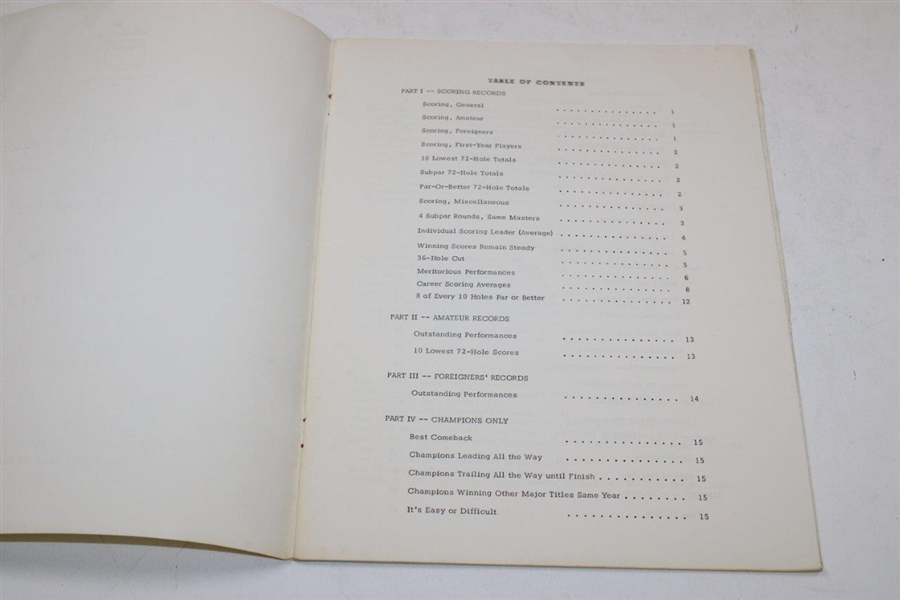 1978 Augusta National 'The Masters Tournament Scoring Records & Statistics' Booklet - Inglish