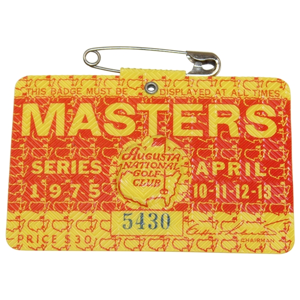 1975 Masters Tournament SERIES Badge #5430 - Jack Nicklaus Winner