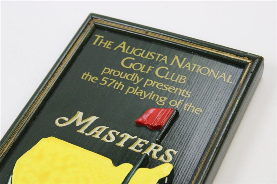 1993 Masters Tournament Wood Relief Plaque Volunteer Gift w/Records