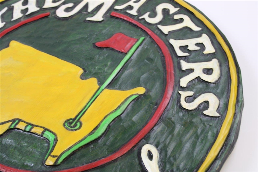 The Masters Augusta National Hand Carved Painted Round Wooden Sign - Folk Art