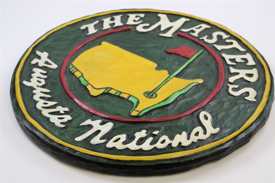 The Masters Augusta National Hand Carved Painted Round Wooden Sign - Folk Art