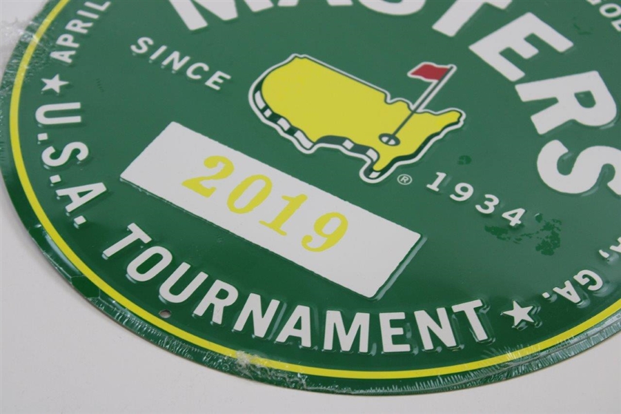 2019 Masters Tournament Aluminum Round Badge Sign - New In Wrapper
