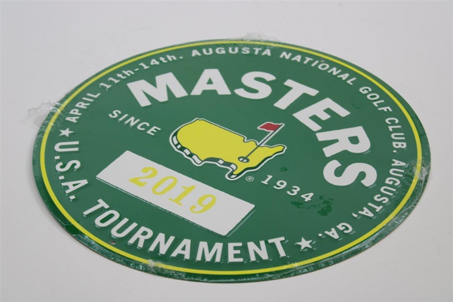 2019 Masters Tournament Aluminum Round Badge Sign - New In Wrapper