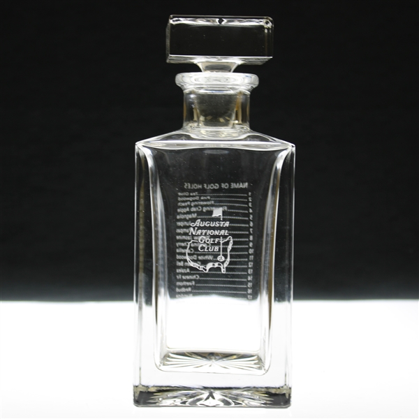 Augusta National Golf Club Name of Golf Holes Glass Decanter w/Stopper in Original Box