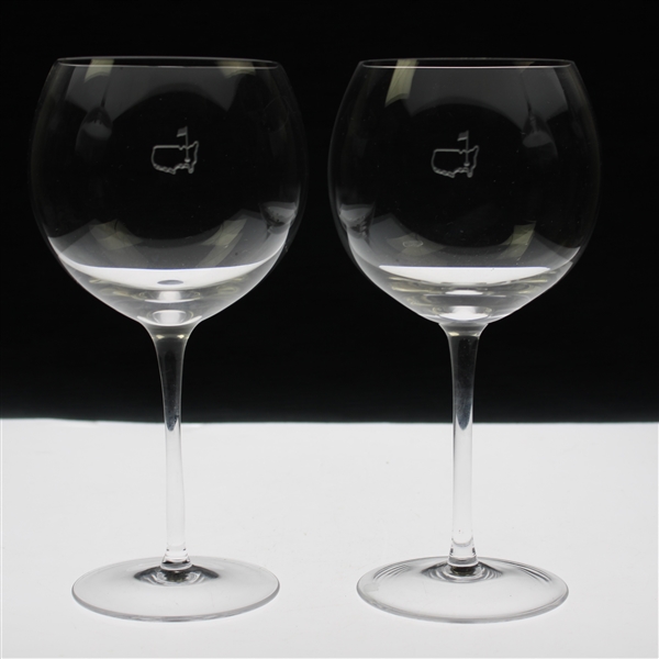 Pair of Augusta National Golf Club Members Logo Red Wine Glasses