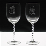 Pair of Augusta National Golf Club Members Logo White Wine Glasses