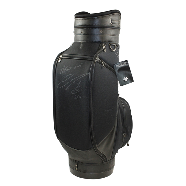 Greg Norman Signed SHARK Logo Black Full Size Datrek Golf Bag - Unused JSA ALOA