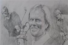 Original Jack Nicklaus 'Grand Slam' Pencil on Paper Study Sketch by Artist Robert Fletcher