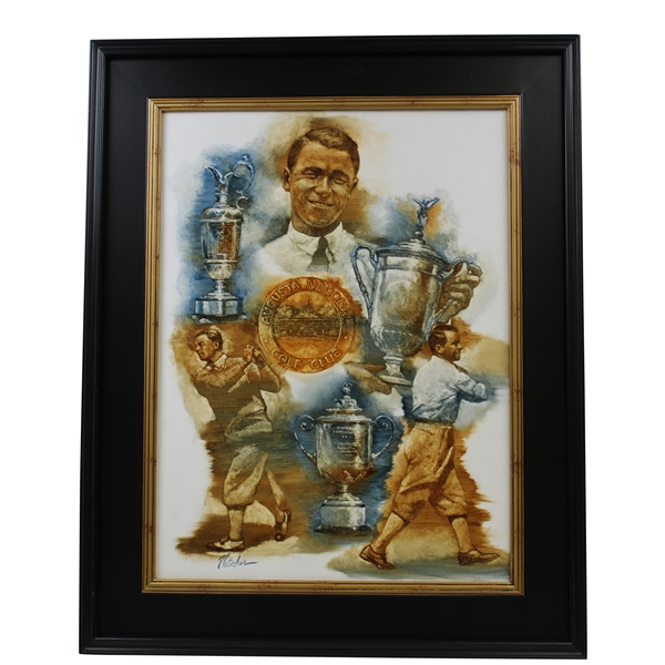 Original Oil on Panel Gene Sarazen Grand Slam Painting by Artist Robert Fletcher - Framed