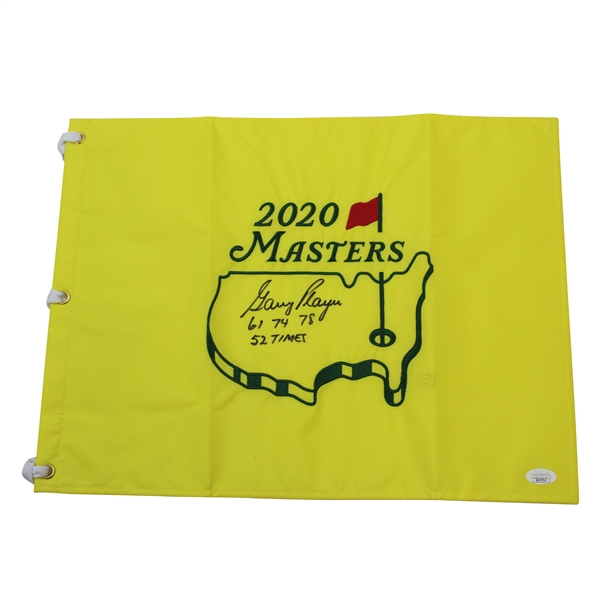 Gary Player Signed 2020 Masters Embroidered Flag with Years Won & 52 Times JSA #QQ27912