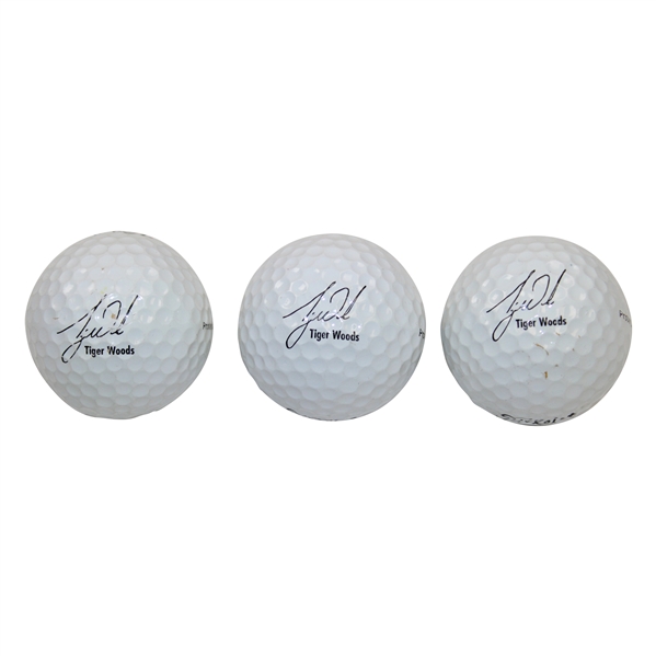 Three (3) Tiger Woods Facsimile Signature American Express Titleist Golf Balls